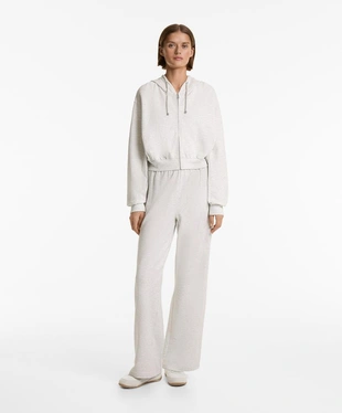 Короткая куртка с капюшоном из ткани с хлопком и модалом в рубчик- Заказать в России