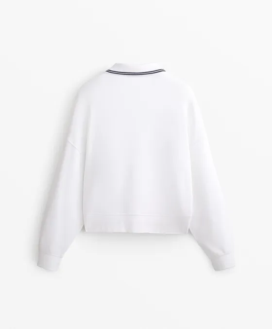 Толстовка с воротником поло, из ткани с хлопком и модалом