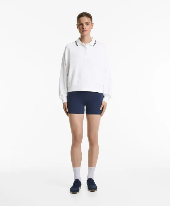 Толстовка с воротником поло, из ткани с хлопком и модалом