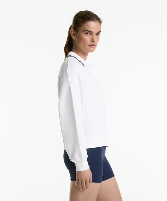 Толстовка с воротником поло, из ткани с хлопком и модалом