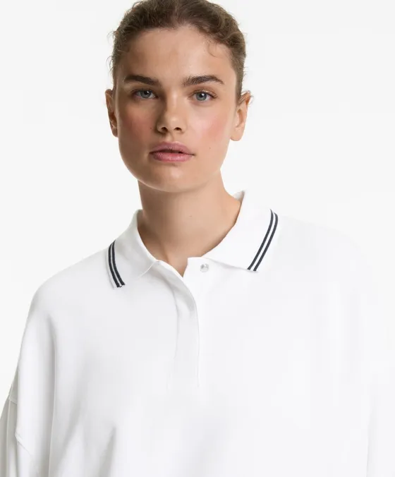 Толстовка с воротником поло, из ткани с хлопком и модалом