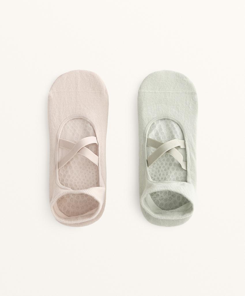 2 пары носков из смесового хлопка с лентами для йоги и пилатеса