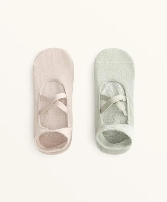 2 пары носков из смесового хлопка с лентами для йоги и пилатеса