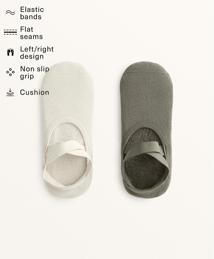 2 пары носков из смесового хлопка с лентами для йоги и пилатеса