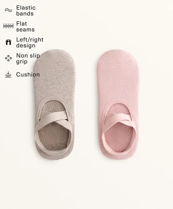 2 пары носков из смесового хлопка с лентами для йоги и пилатеса