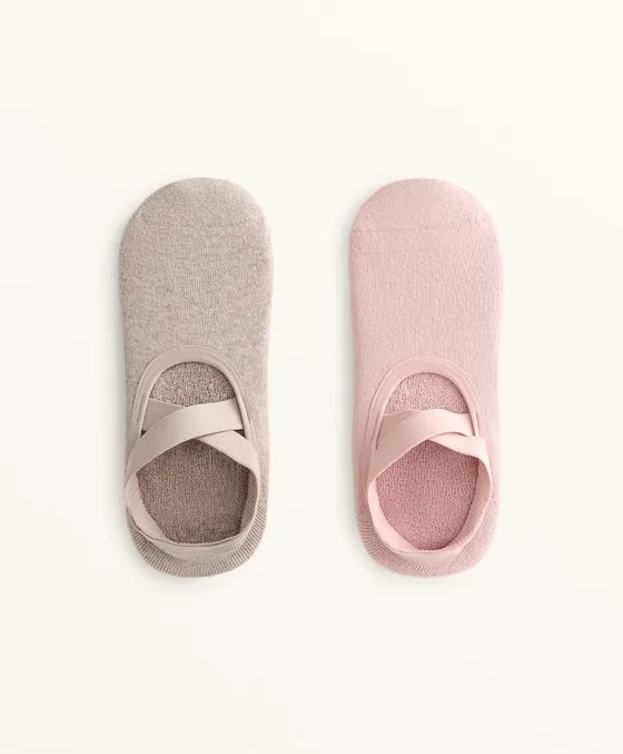 2 пары носков из смесового хлопка с лентами для йоги и пилатеса