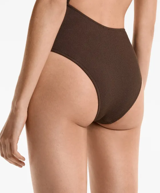 Асимметричный купальник трикини в рубчик