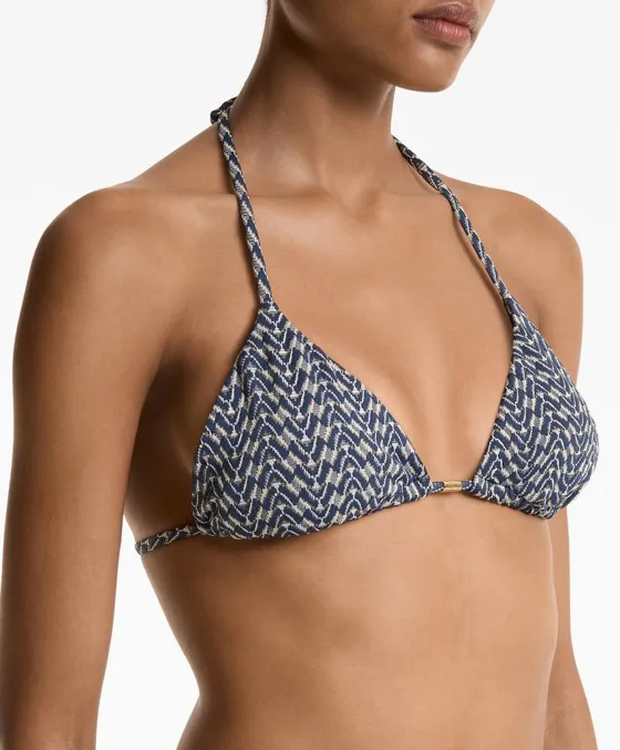 Топ бикини с треугольными чашками из жаккардовой ткани