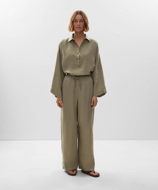 Прямые брюки из 100%-го льна- Заказать в России