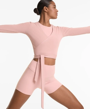 Купить OYSHO Лонгслив на запах из смесового хлопка в рубчик