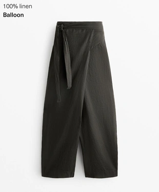 Брюки-бананы на запах из 100%-го льна- Заказать в России