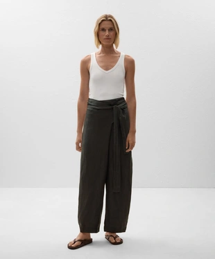 Брюки-бананы на запах из 100%-го льна- Заказать в России