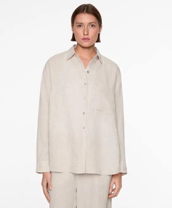 Рубашка свободного кроя из 100%-го льна