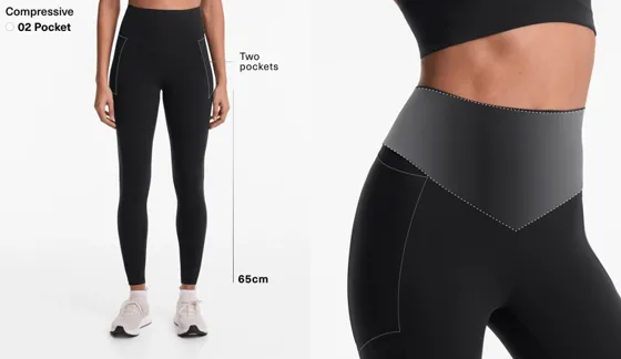 Легинсы до щиколотки Compressive, карман и высокая посадка, 65 см