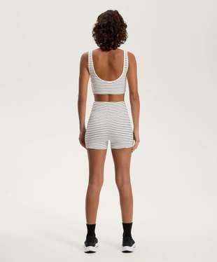 Высокие шорты в полоску из полиамида с фактурой хлопка, длина 10 см- Заказать в России