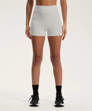 Высокие шорты в полоску из полиамида с фактурой хлопка, длина 10 см- Заказать в России