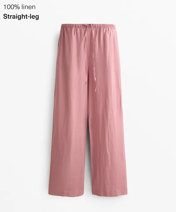 Прямые брюки из 100%-го льна