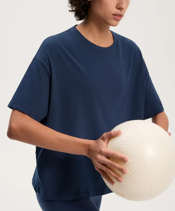 Футболка квадратного кроя из смесового хлопка с короткими рукавами