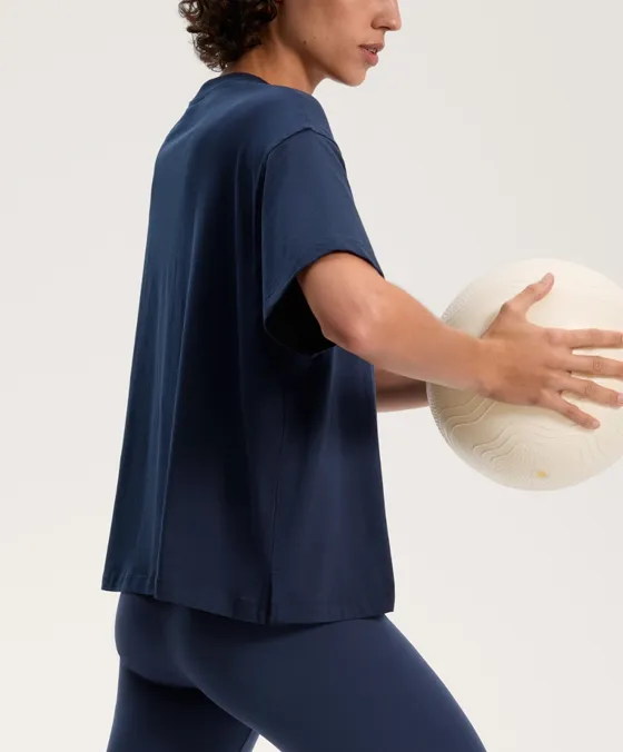 Футболка квадратного кроя из смесового хлопка с короткими рукавами