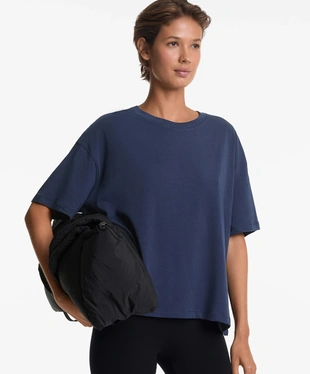 Футболка квадратного кроя из смесового хлопка с короткими рукавами- Заказать в России