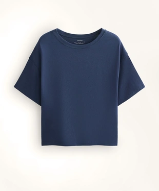 Футболка квадратного кроя из смесового хлопка с короткими рукавами- Заказать в России