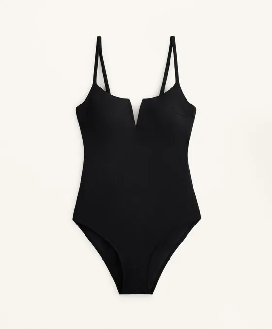 Купальник с V-образным вырезом из ткани пике