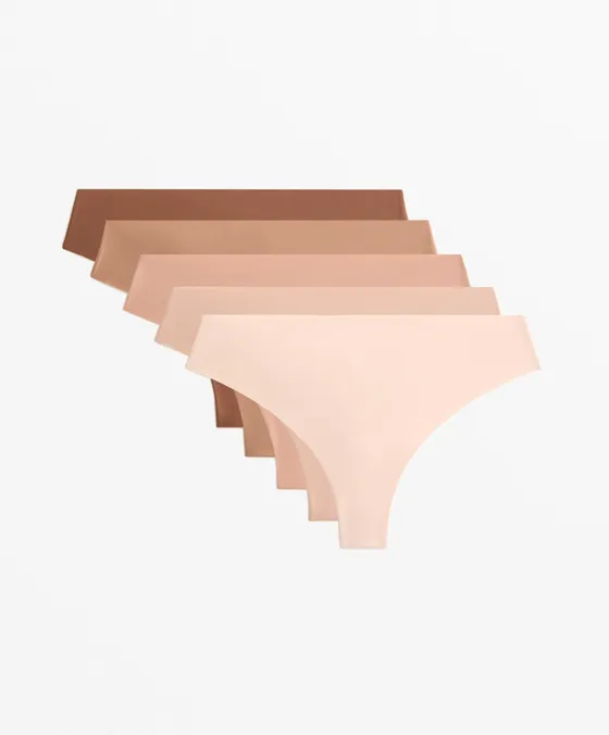 Pack de 5 cuecas tanga invisíveis em mistura de poliamida PANTONE™