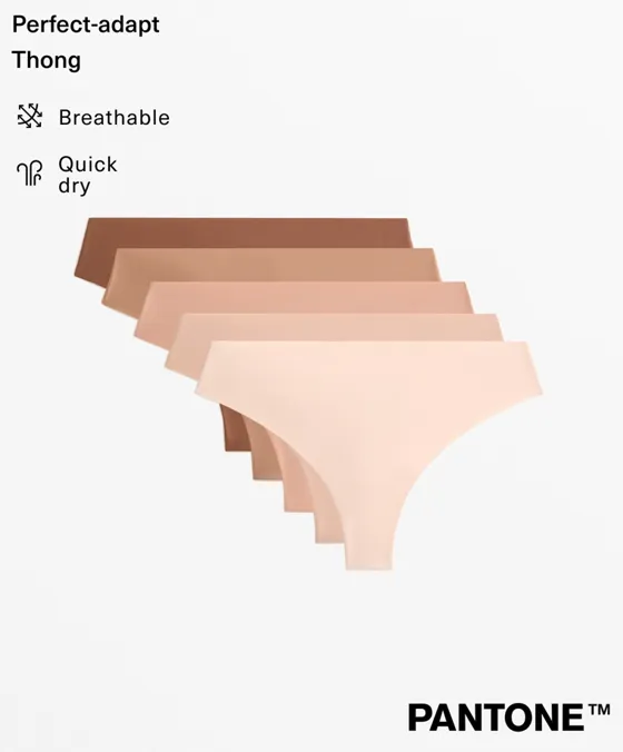 Pack de 5 cuecas tanga invisíveis em mistura de poliamida PANTONE™