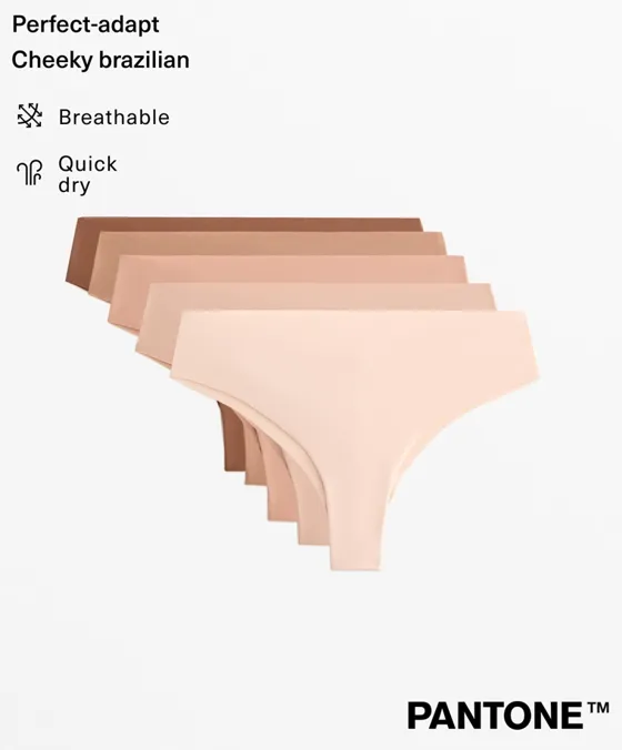 Pack de 5 cuecas brasileiras invisíveis em mistura de poliamida PANTONE™