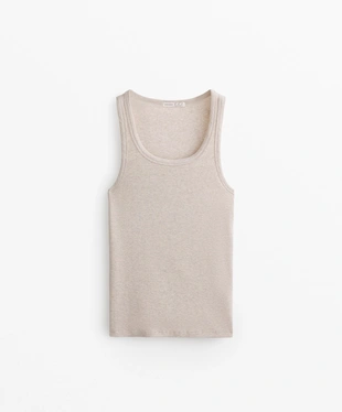 Майка из ткани в рубчик с хлопком и модалом- Заказать в России