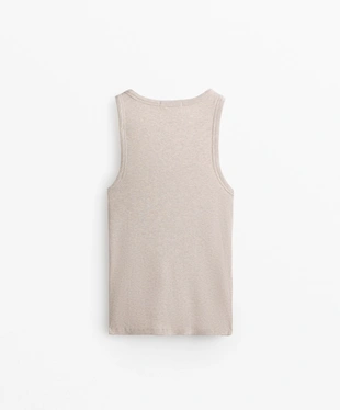 Майка из ткани в рубчик с хлопком и модалом- Заказать в России