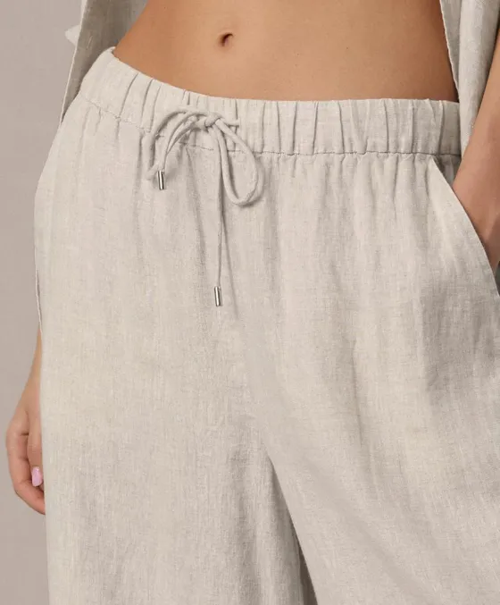 Широкие брюки прямого кроя из 100%-го льна