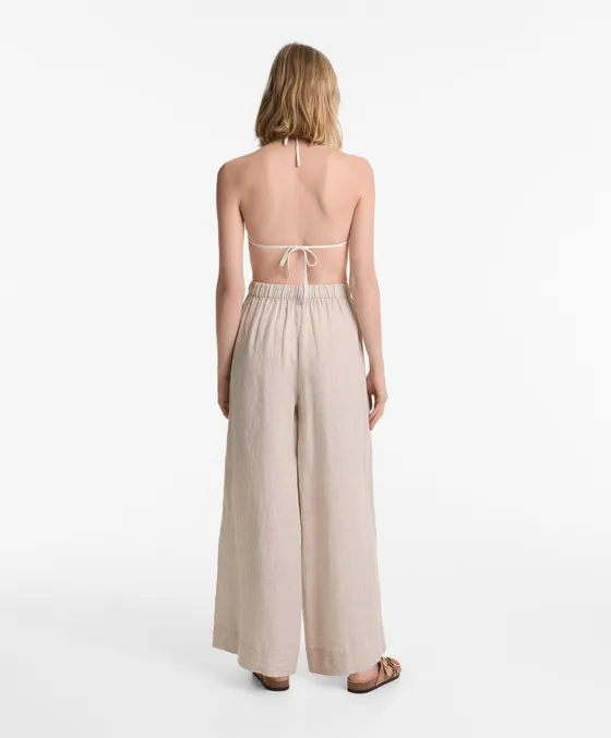 Широкие брюки прямого кроя из 100%-го льна