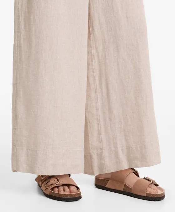 Широкие брюки прямого кроя из 100%-го льна