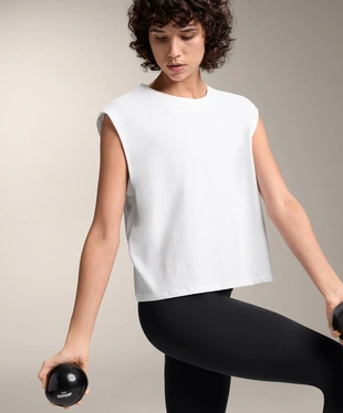 Топ без рукавов из смесового хлопка- Заказать в России