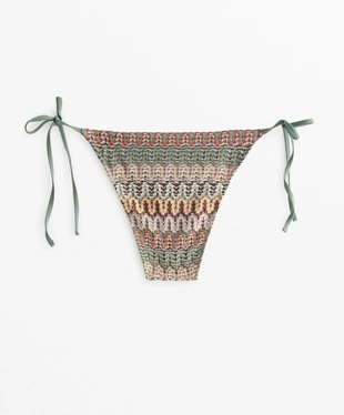 Полуоткрытые плавки бикини из кружева кроше с завязками- Заказать в России