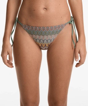 Полуоткрытые плавки бикини из кружева кроше с завязками- Заказать в России