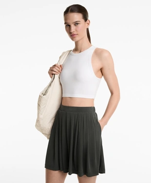 Шорты-бермуды со складками из струящейся ткани с модалом- Заказать в России