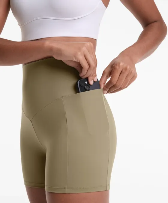 Облегающие шорты Compressive с высокой посадкой и карманом, 10 см