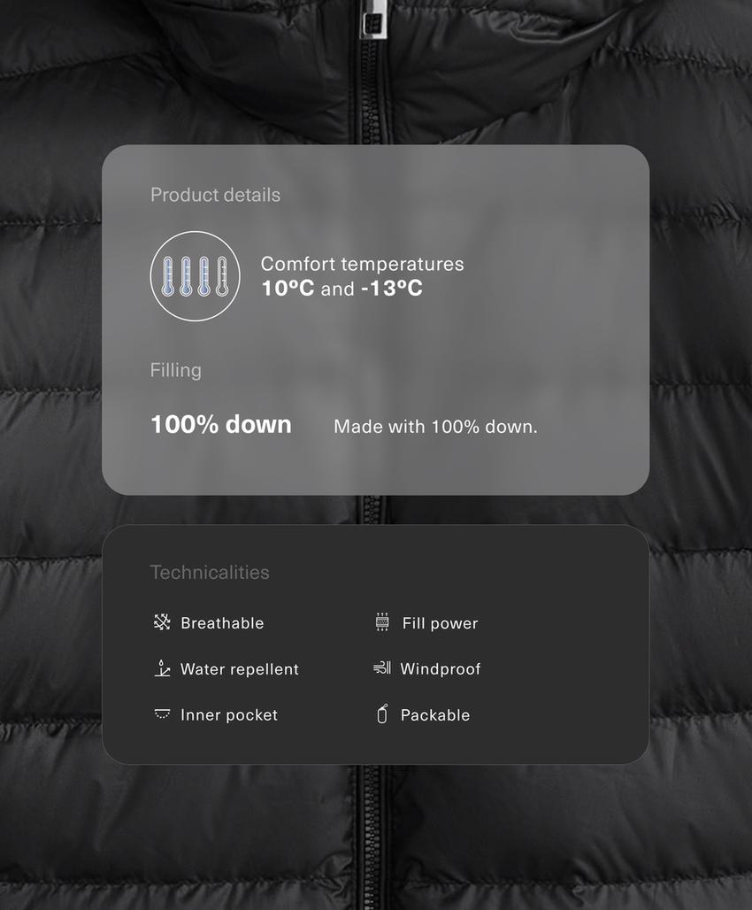 Короткая куртка из 100% пуха, водоотталкивающая, упаковываемая