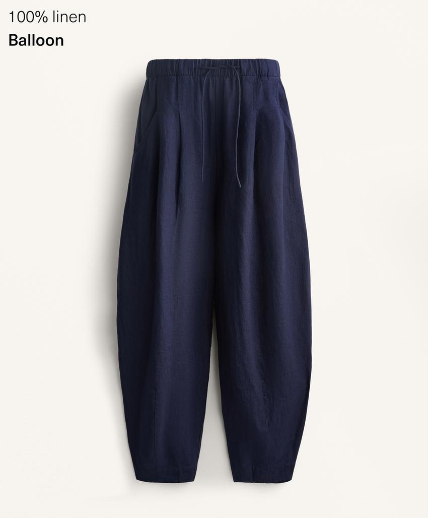 Брюки из 100% льна в стиле баллон