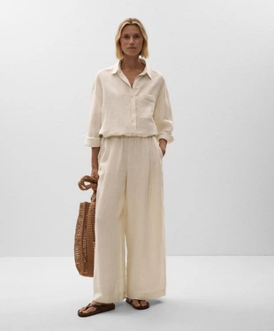 100% LINEN RELAXED STRIPED SHIRT- Заказать в России