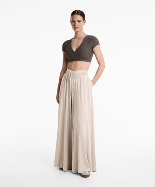 Топ на запах из рибового модального трикотажа- Заказать в России