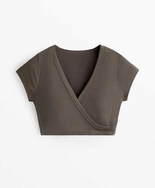 Топ на запах из рибового модального трикотажа- Заказать в России