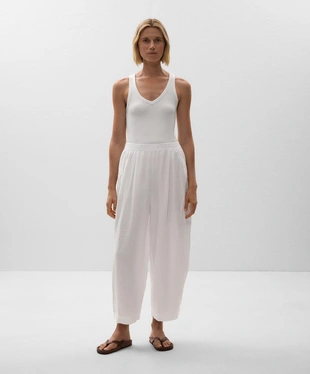 100% LINEN CROP BALLOON TROUSERS- Заказать в России
