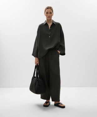 Рубашка оверсайз из 100% льна- Заказать в России