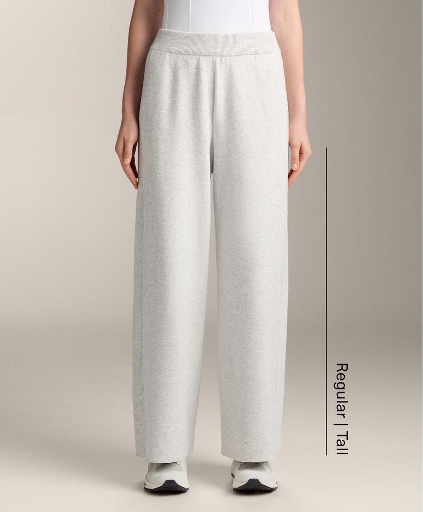 Брюки прямого кроя из ребристого вязаного полотна