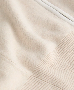 HIGH COLLAR KNIT JACKET WITH CONTRAST PIPING- Заказать в России