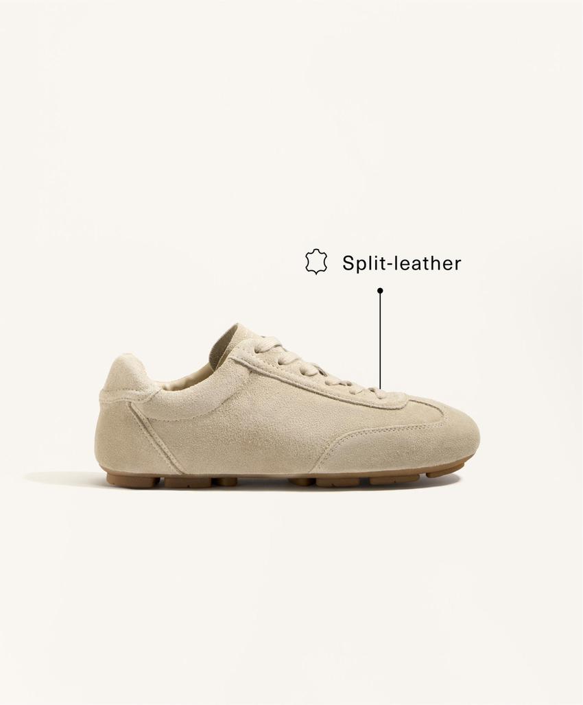 Кроссовки из разделённой кожи