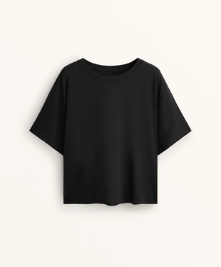 BOXY SHORT-SLEEVE COTTON BLEND T-SHIRT- Заказать в России